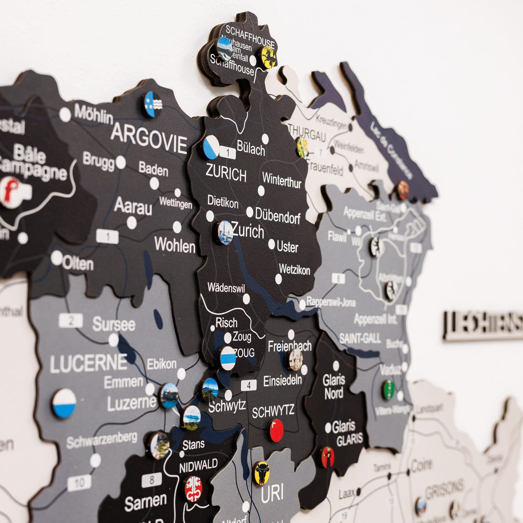 3D Wooden Map of Switzerland - Nordik