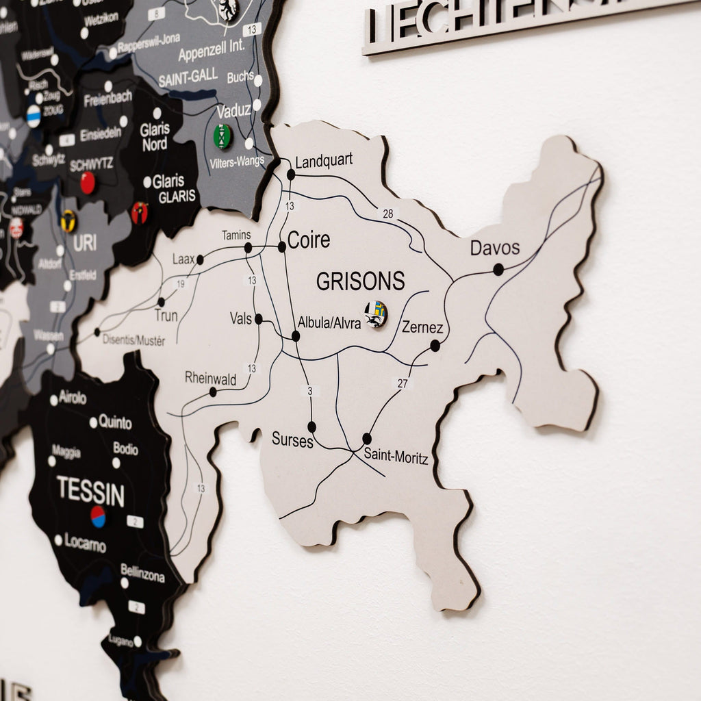 3D Wooden Map of Switzerland - Nordik