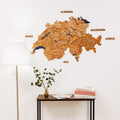 3D Wooden Map of Switzerland - Oak
