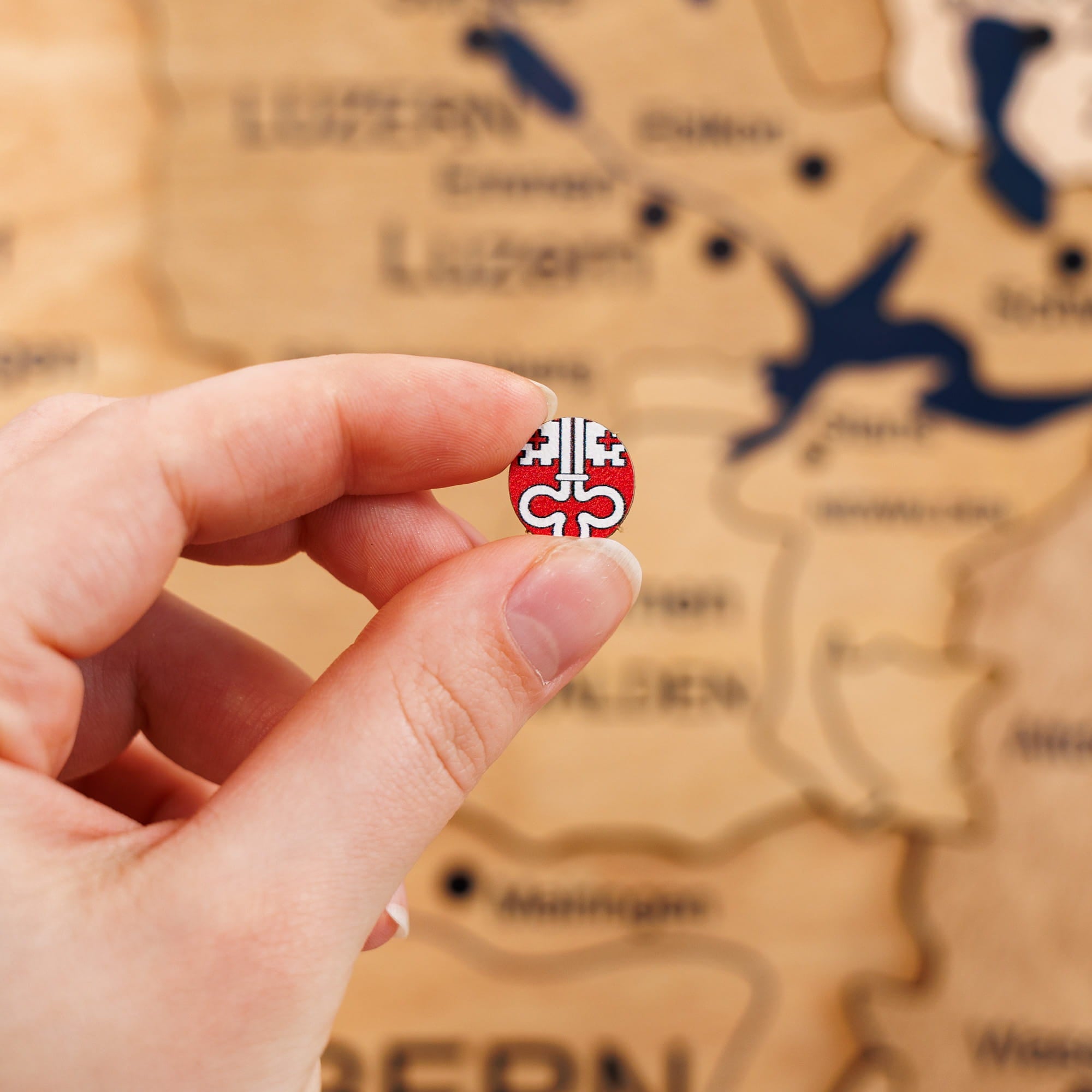 3D Wooden Map of Switzerland - Gold