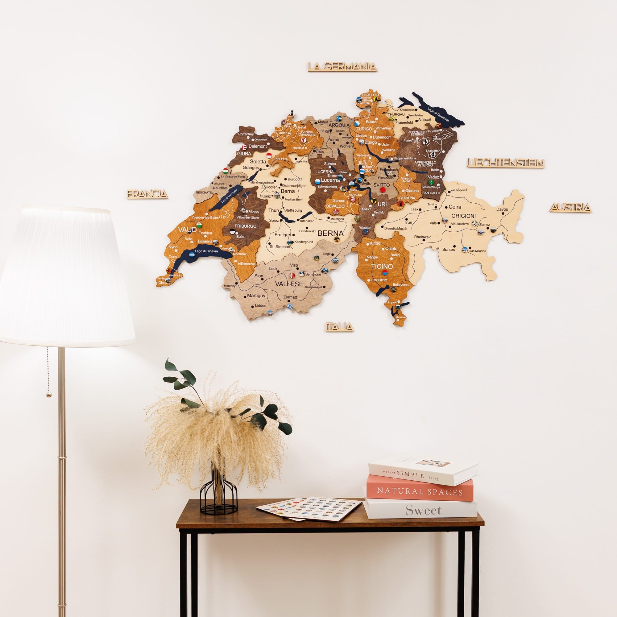 3D Wooden Map of Switzerland - Multicolor