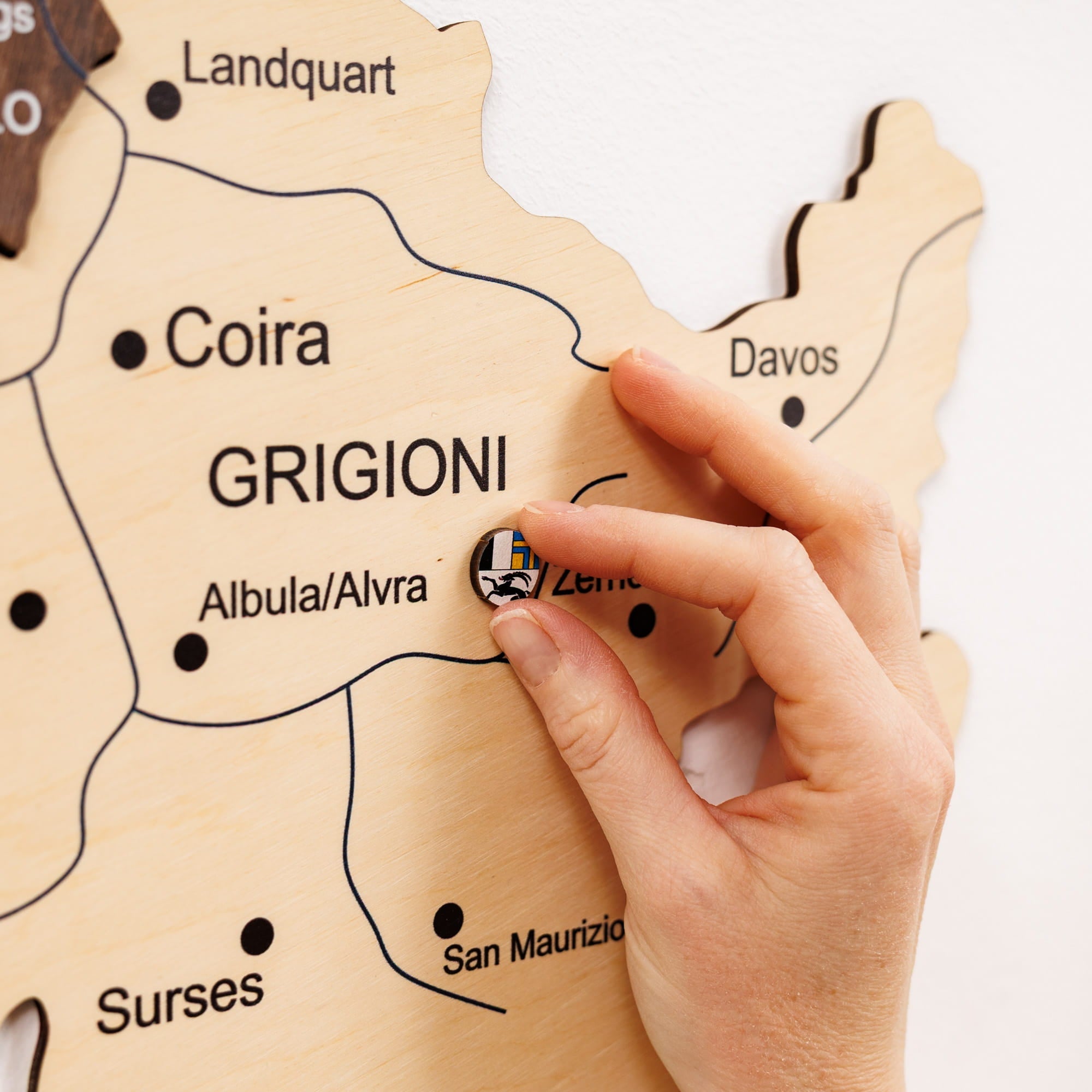3D Wooden Map of Switzerland - Multicolor