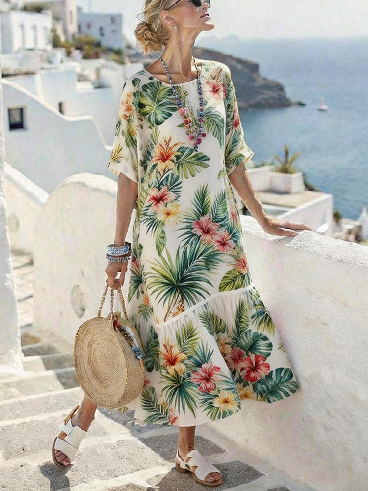 Womens Digital-Print Long Dress