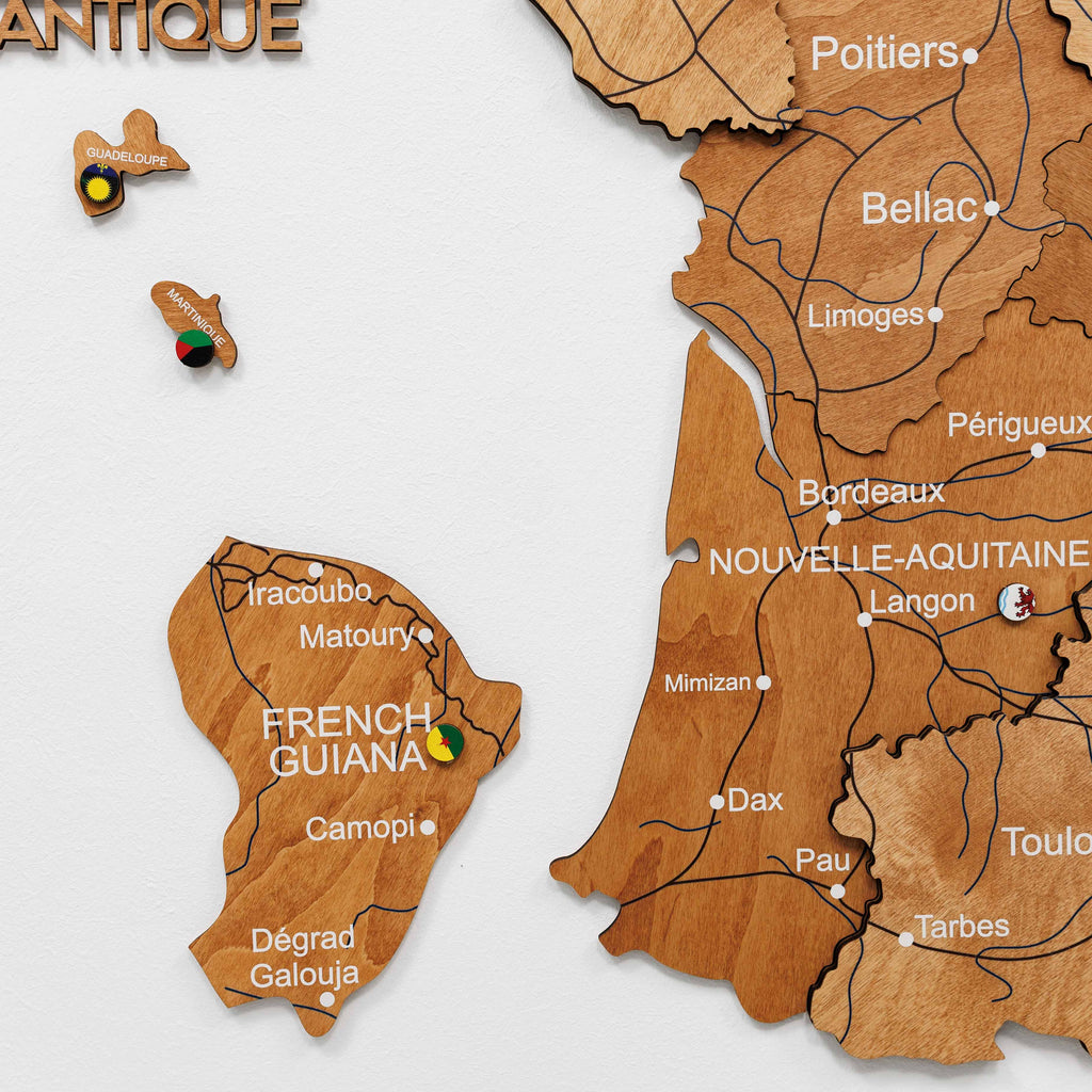 Wooden Map of France - Oak