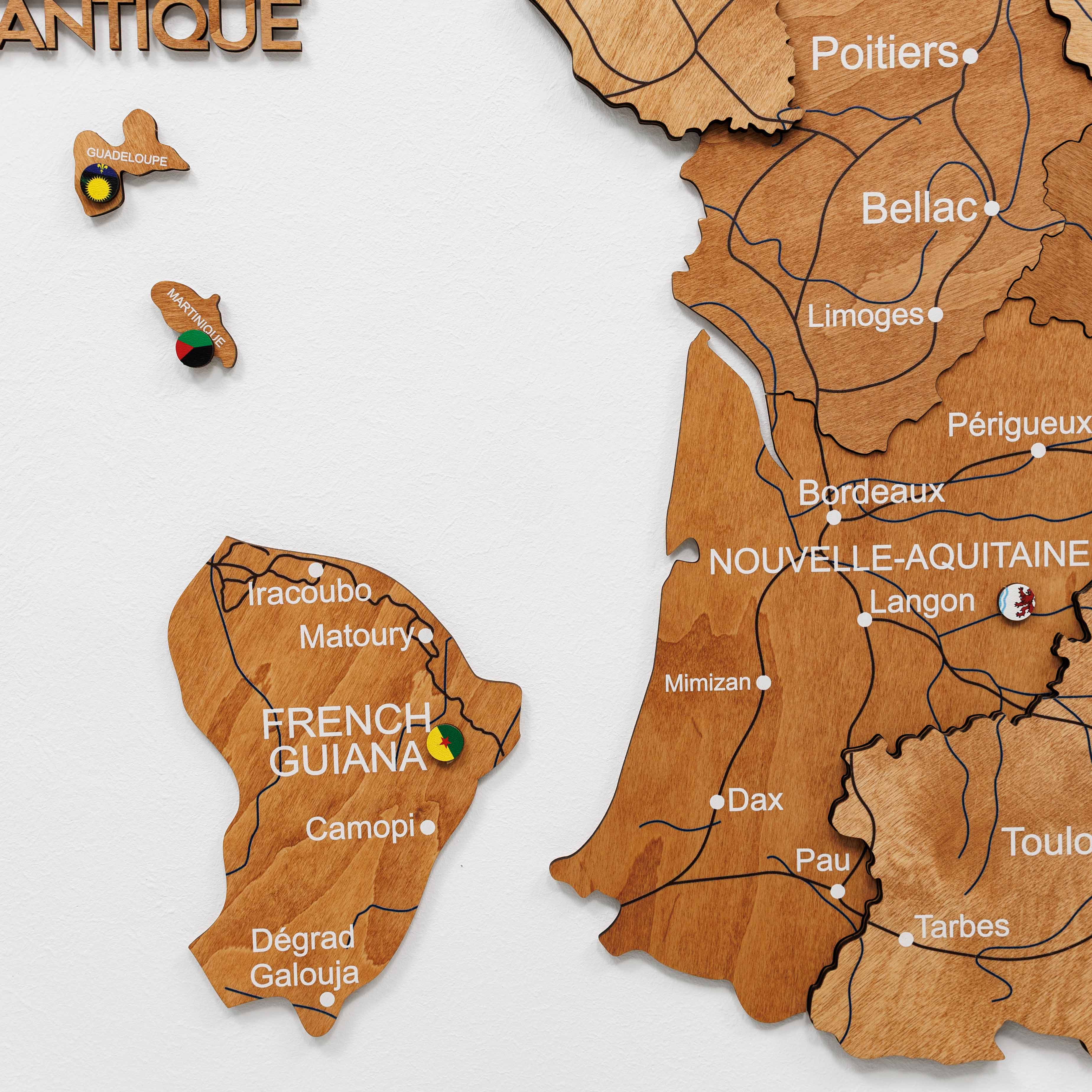 Wooden Map of France - Oak