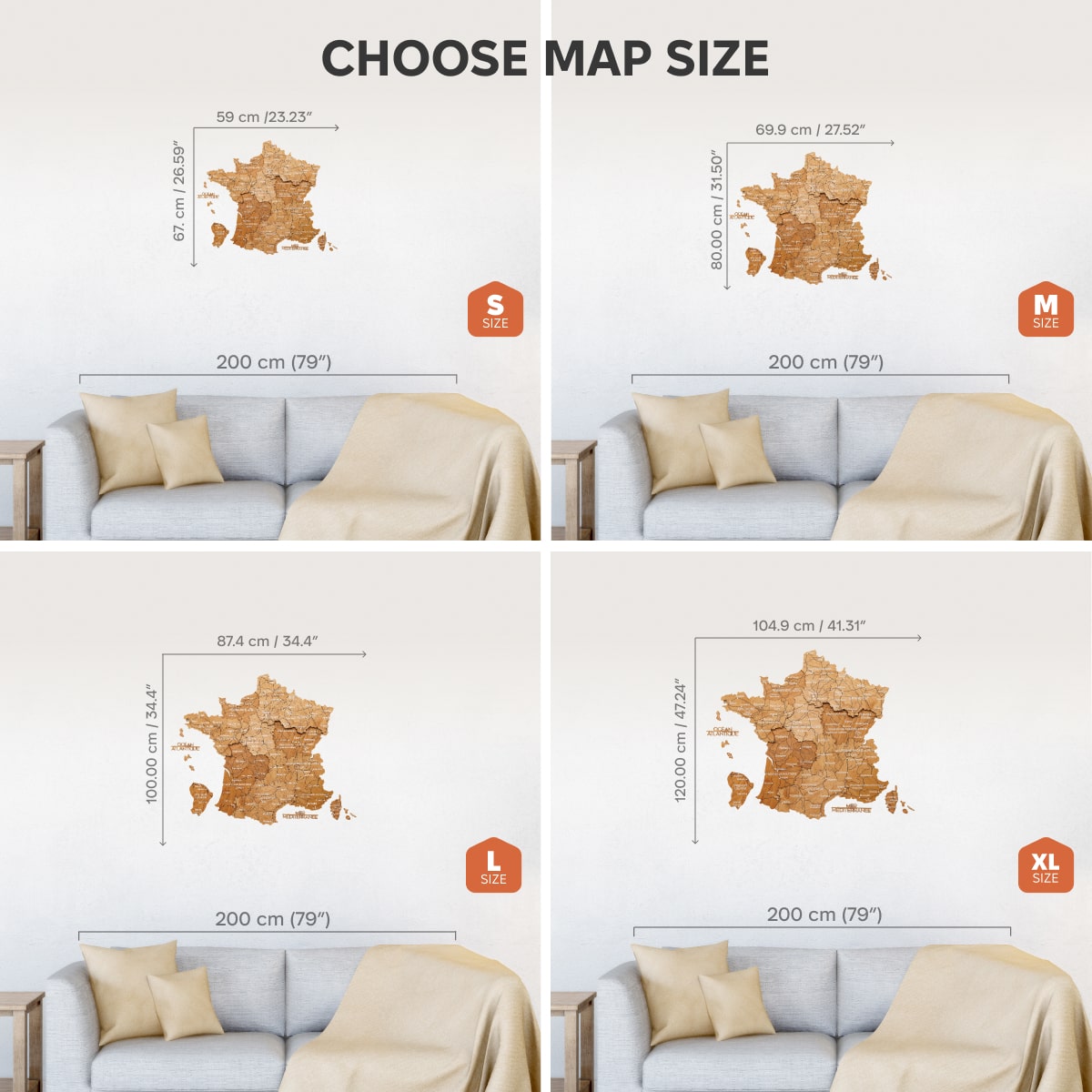 Wooden Map of France - Oak