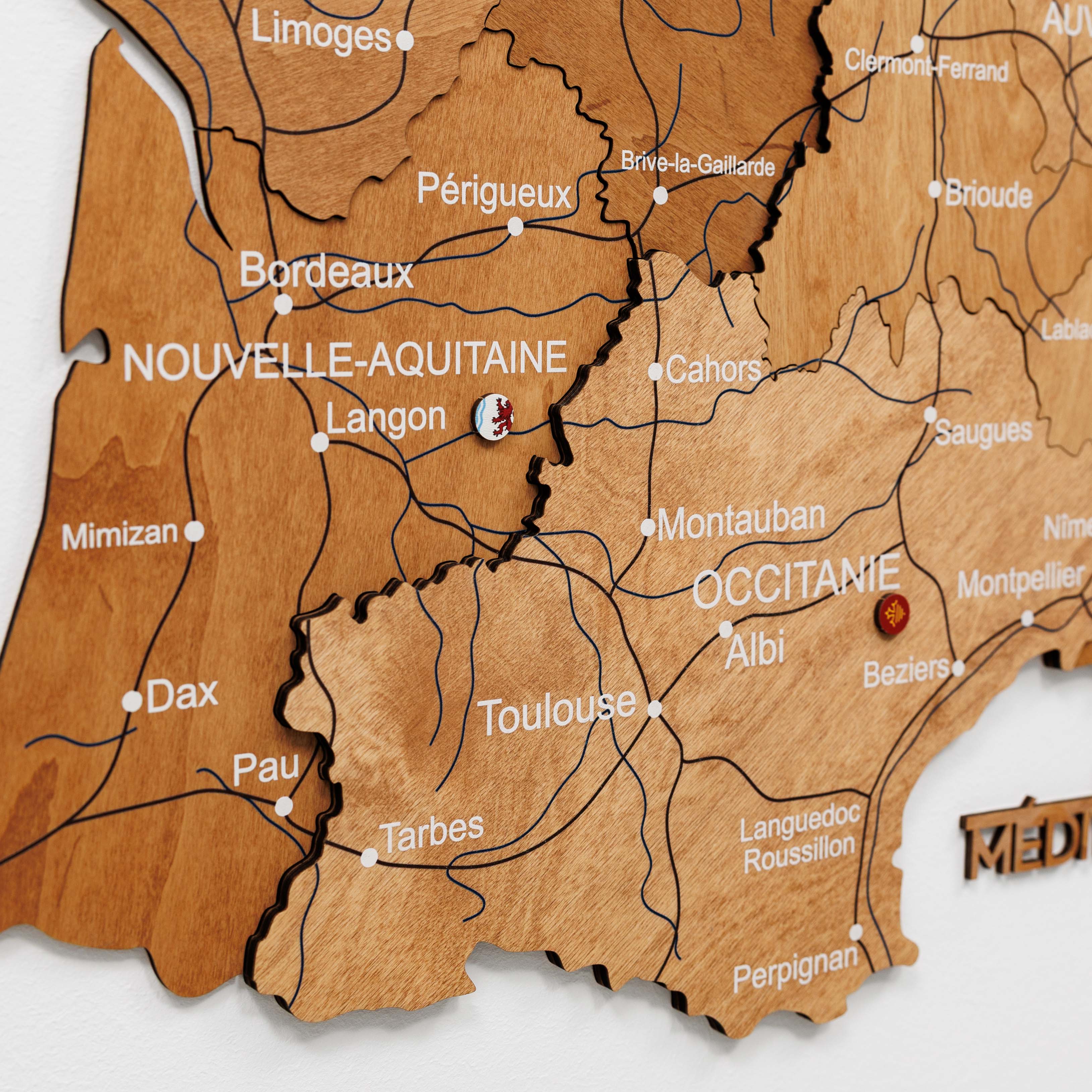 Wooden Map of France - Oak