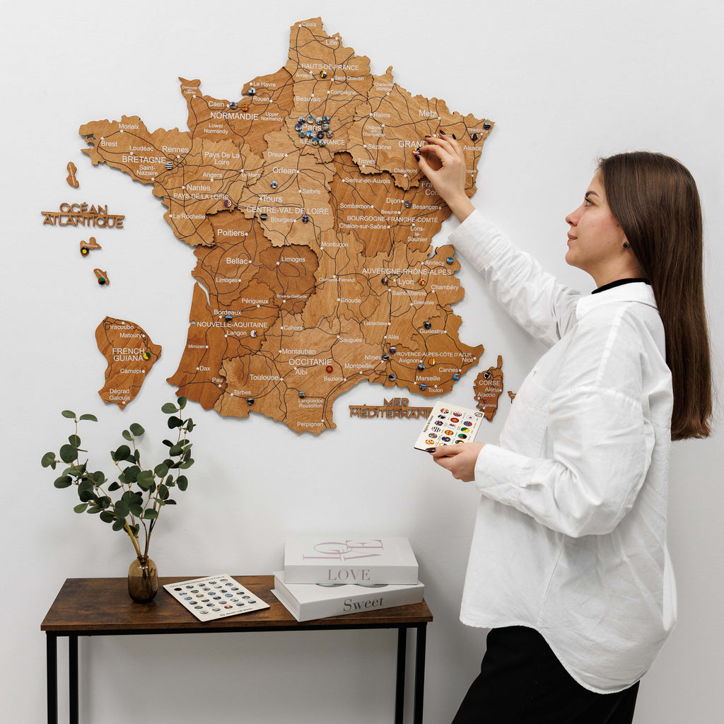 Wooden Map of France - Oak