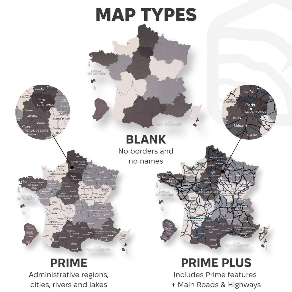 Wooden Map of France - Nordik