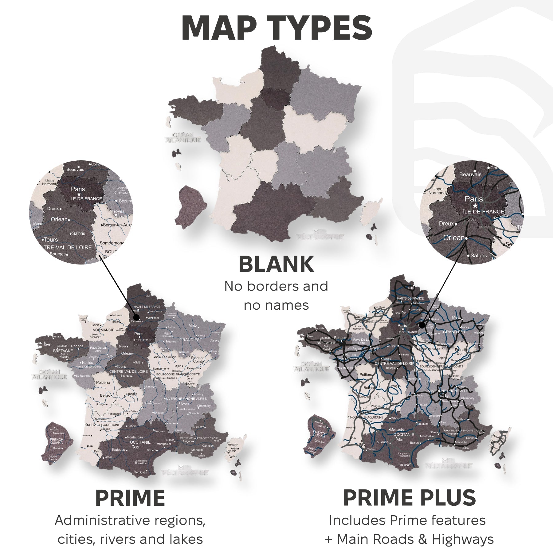 Wooden Map of France - Nordik