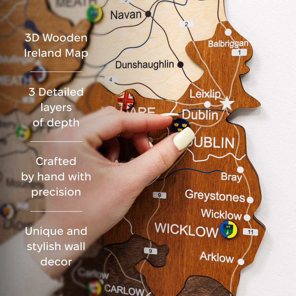 3D Wooden Map of Ireland - Multicolor