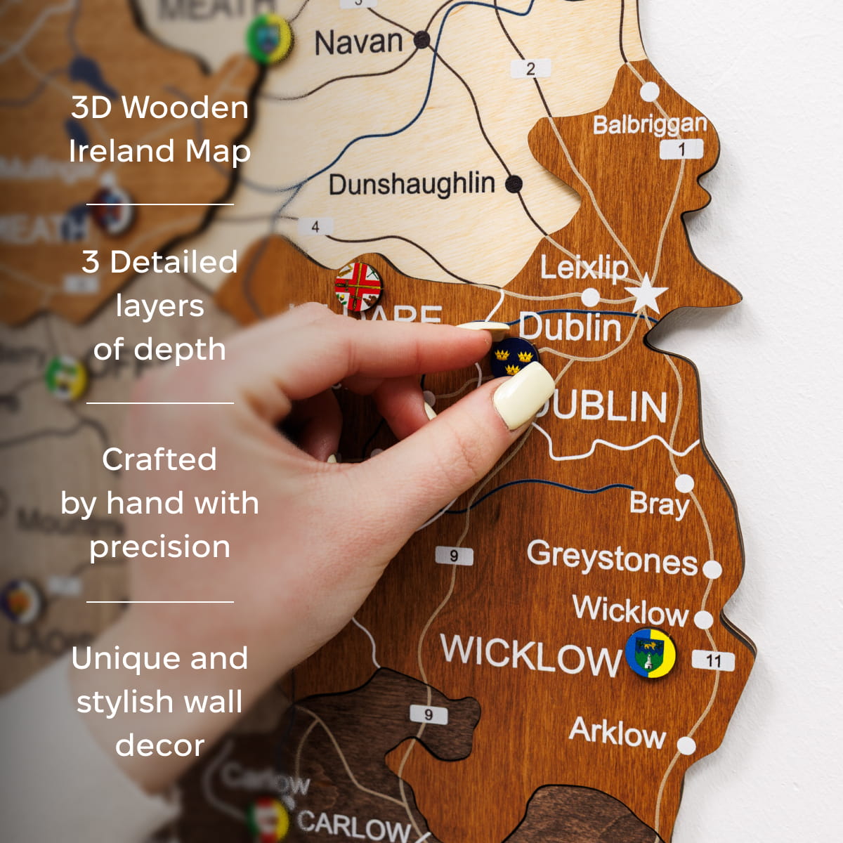 3D Wooden Map of Ireland - Multicolor