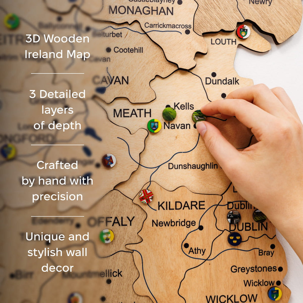 3D Wooden Map of Ireland - Gold
