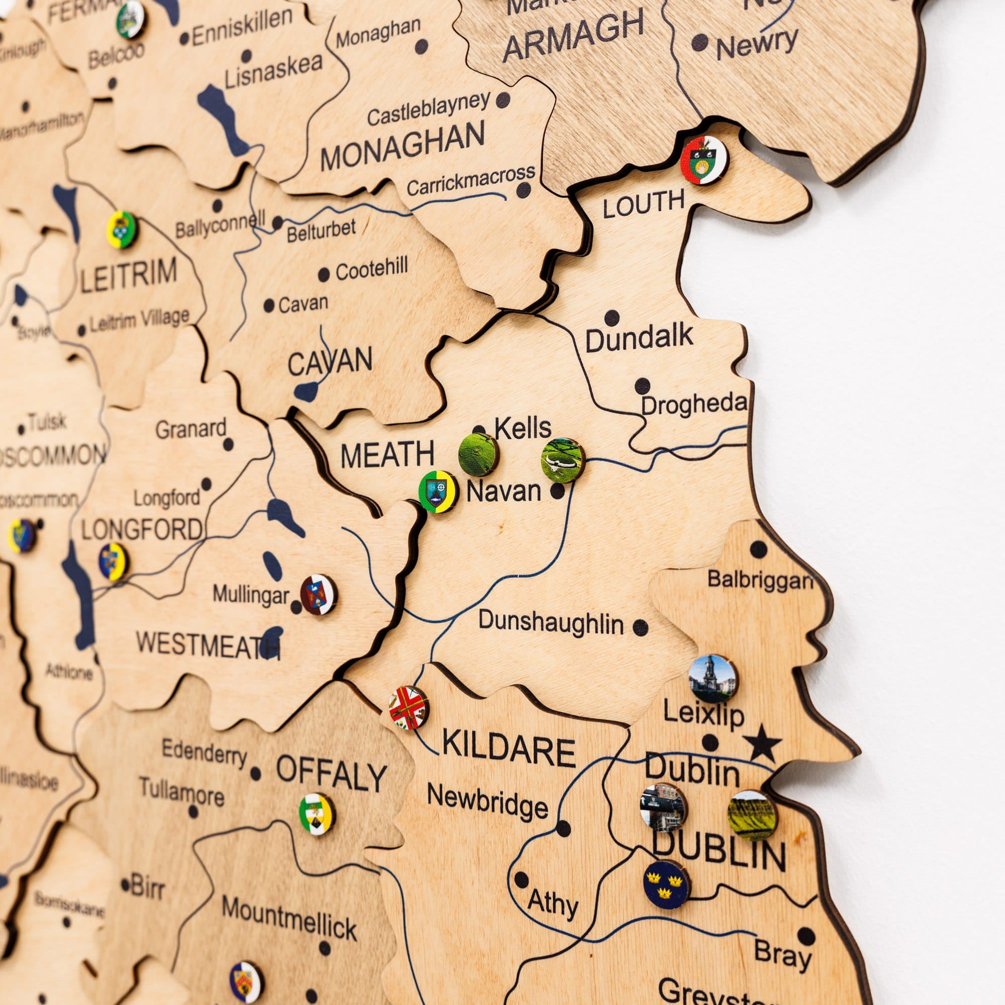 3D Wooden Map of Ireland - Gold