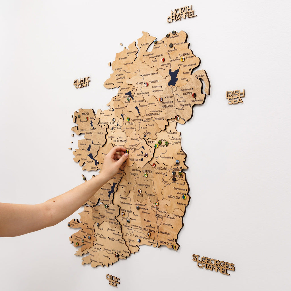 3D Wooden Map of Ireland - Gold