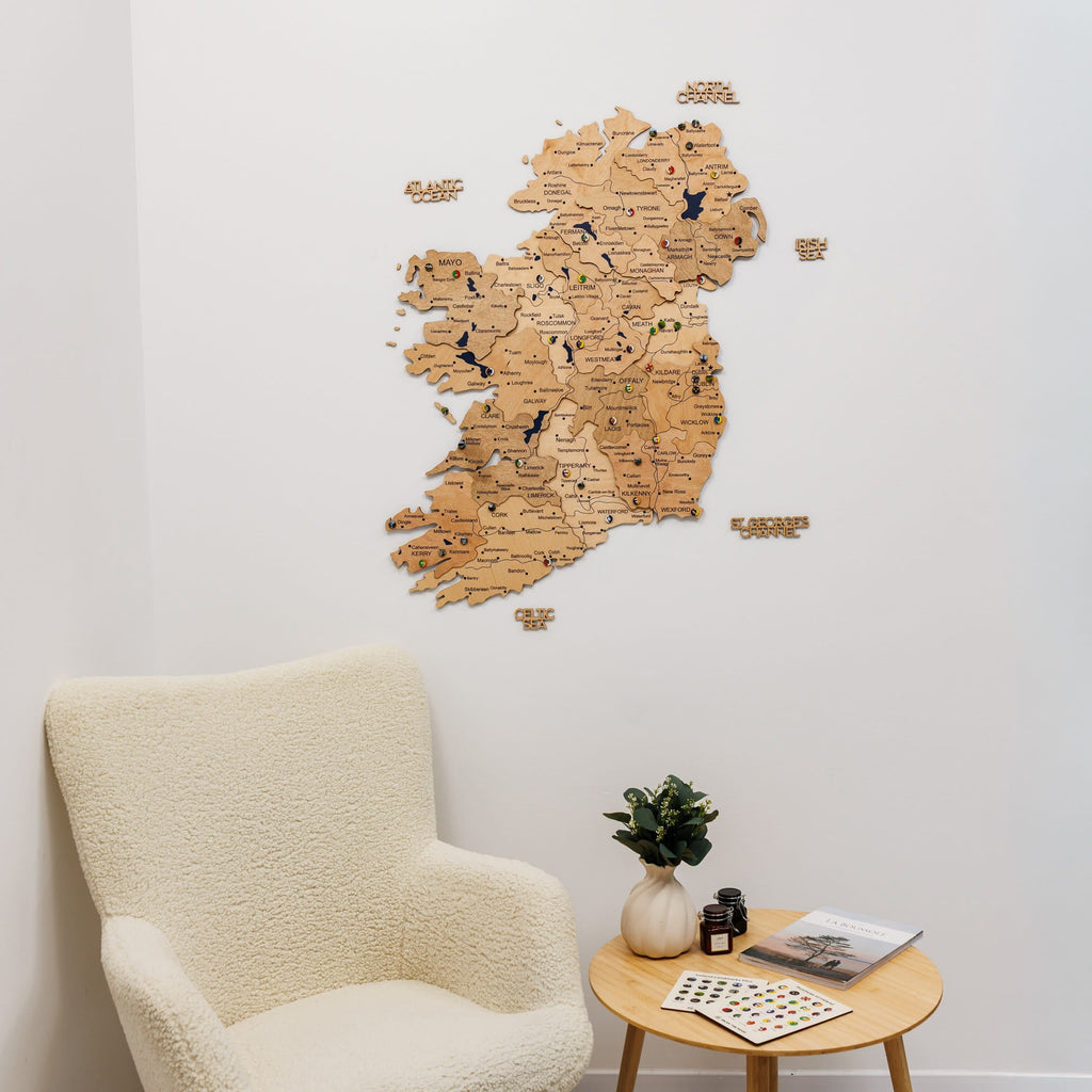 3D Wooden Map of Ireland - Gold