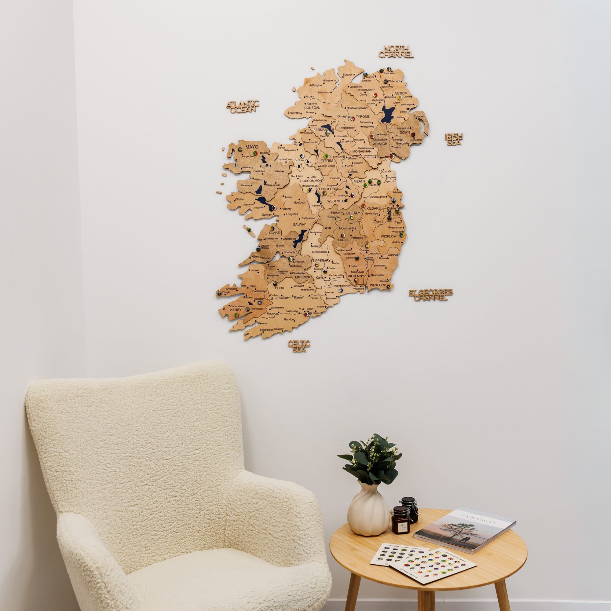 3D Wooden Map of Ireland - Gold