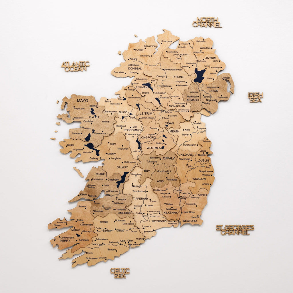 3D Wooden Map of Ireland - Gold