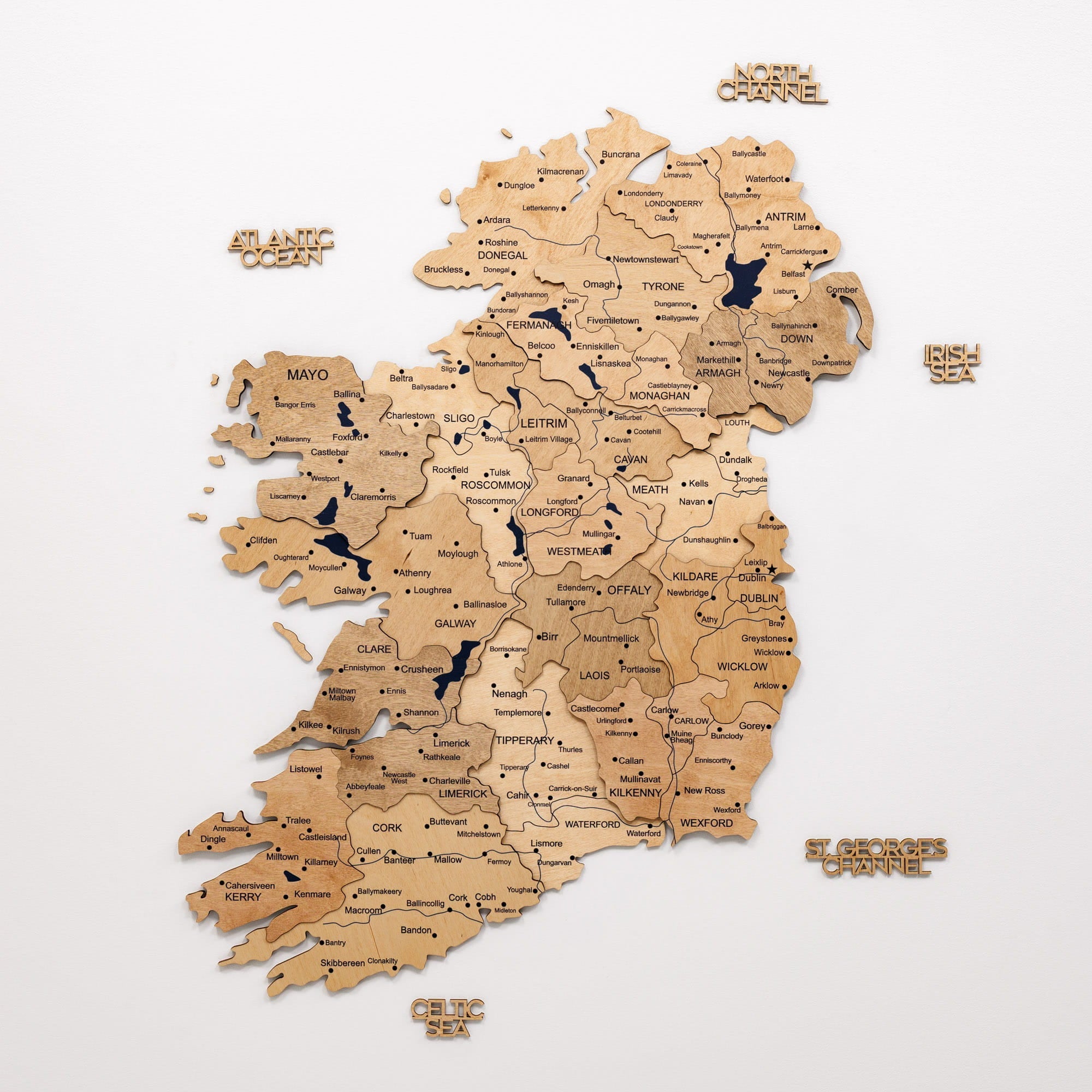 3D Wooden Map of Ireland - Gold
