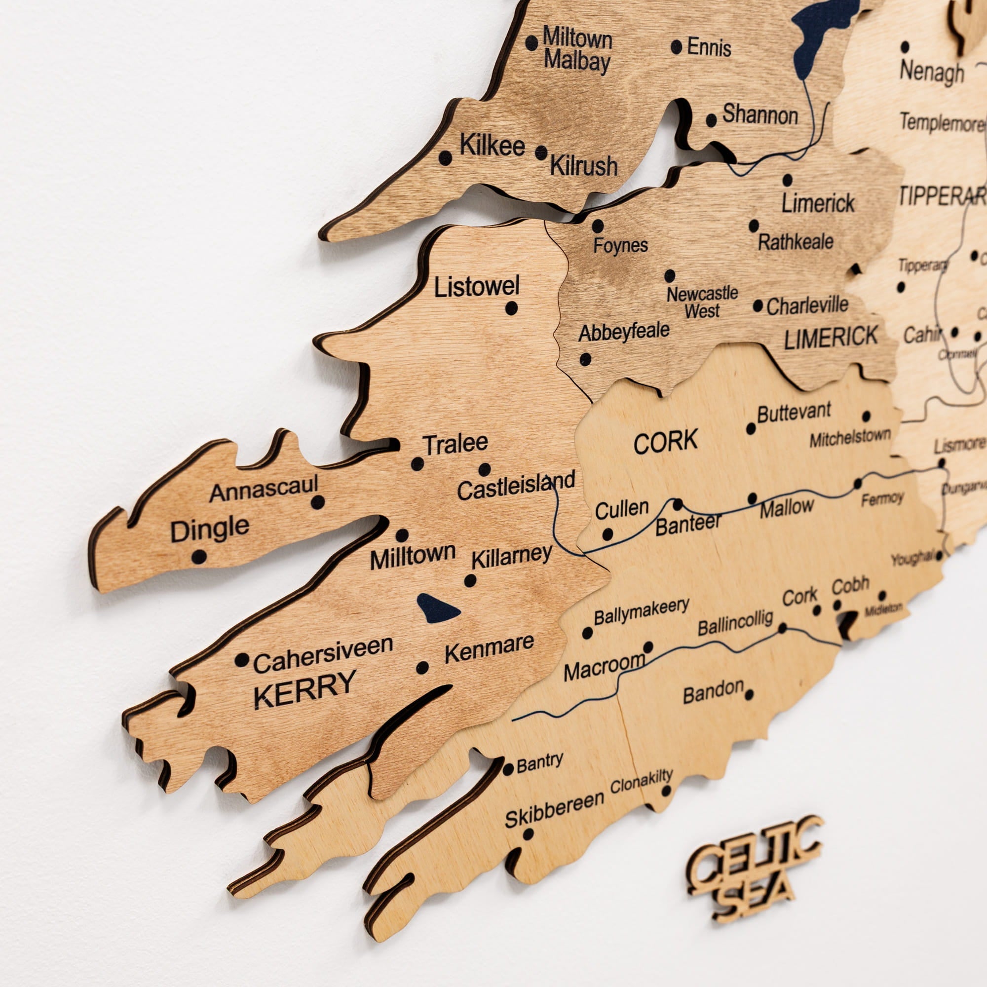 3D Wooden Map of Ireland - Gold