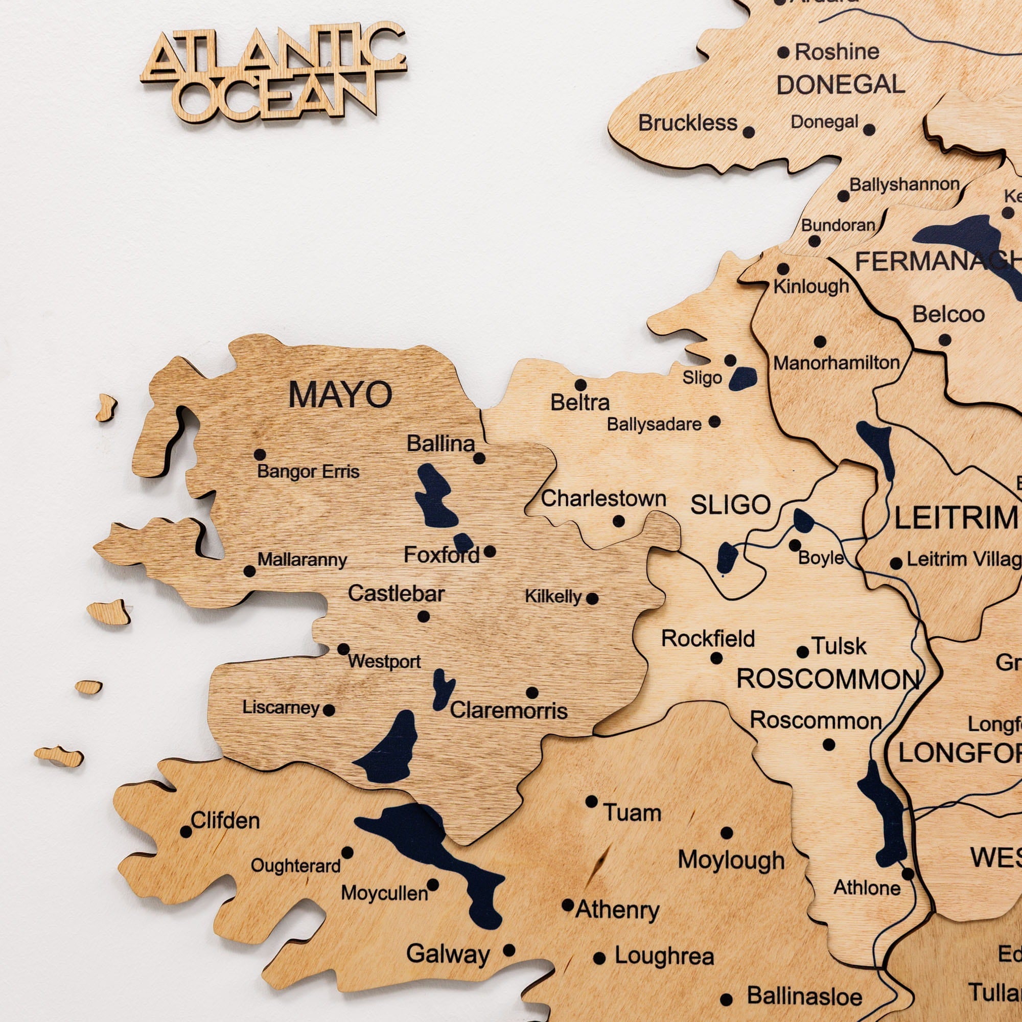 3D Wooden Map of Ireland - Gold
