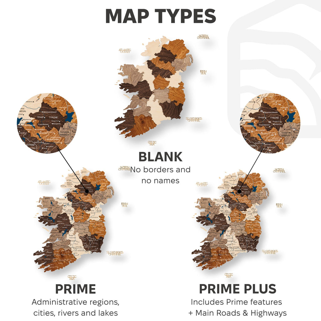 3D Wooden Map of Ireland - Multicolor