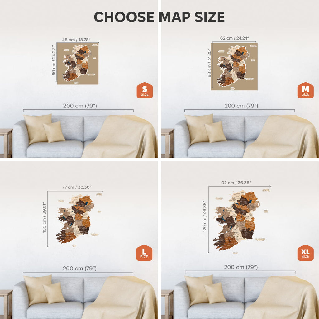3D Wooden Map of Ireland - Multicolor