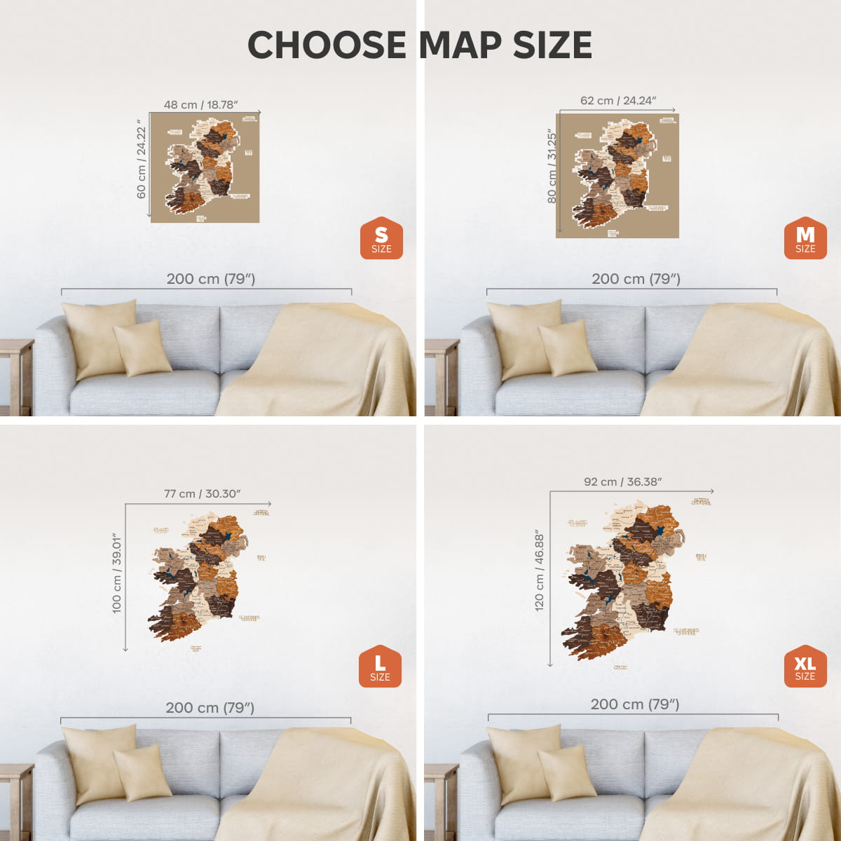 3D Wooden Map of Ireland - Multicolor