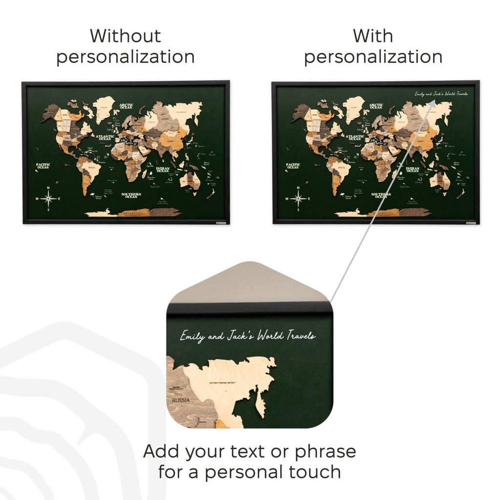 3D Wooden Map on Board Multicolor - Green