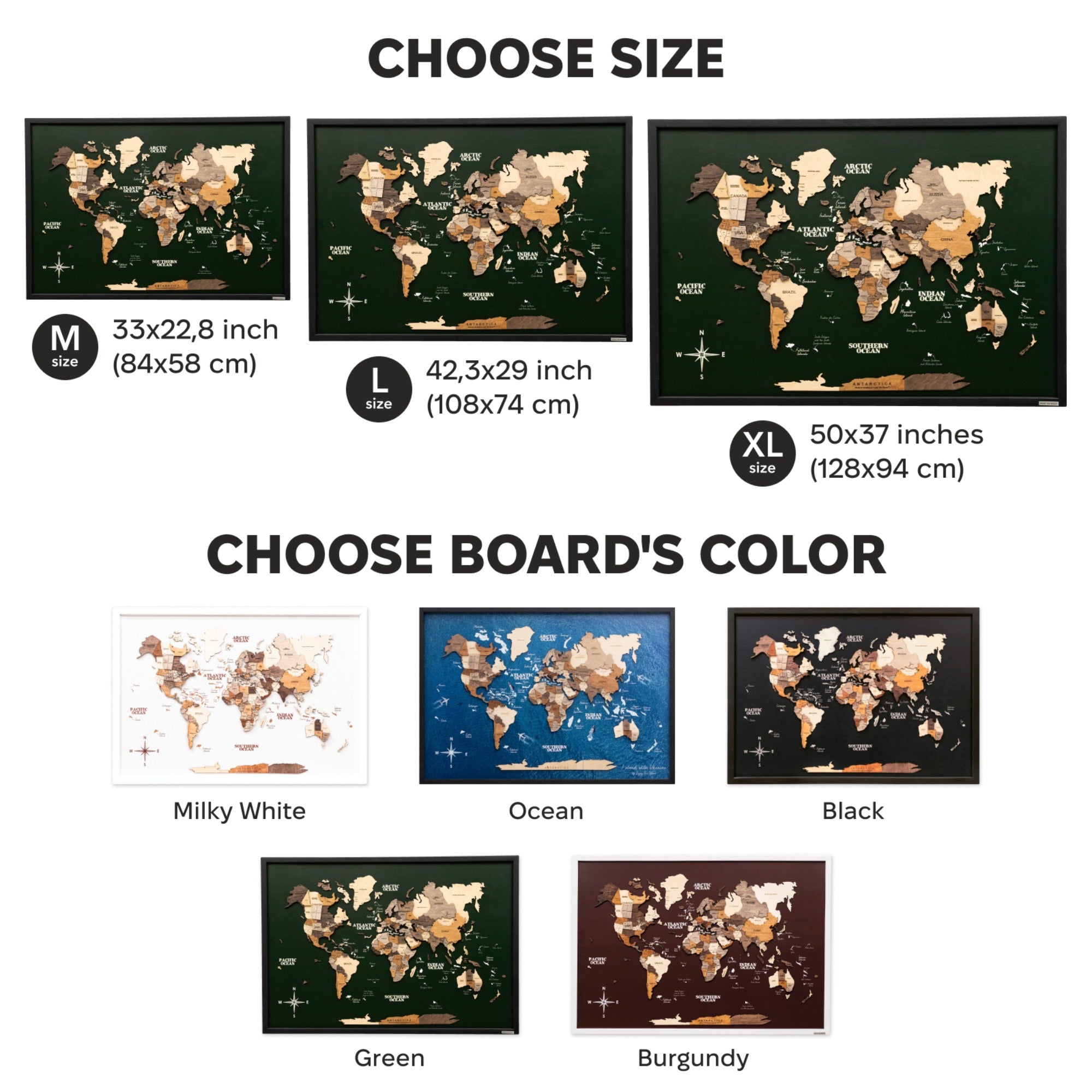 3D Wooden Map on Board Multicolor - Green