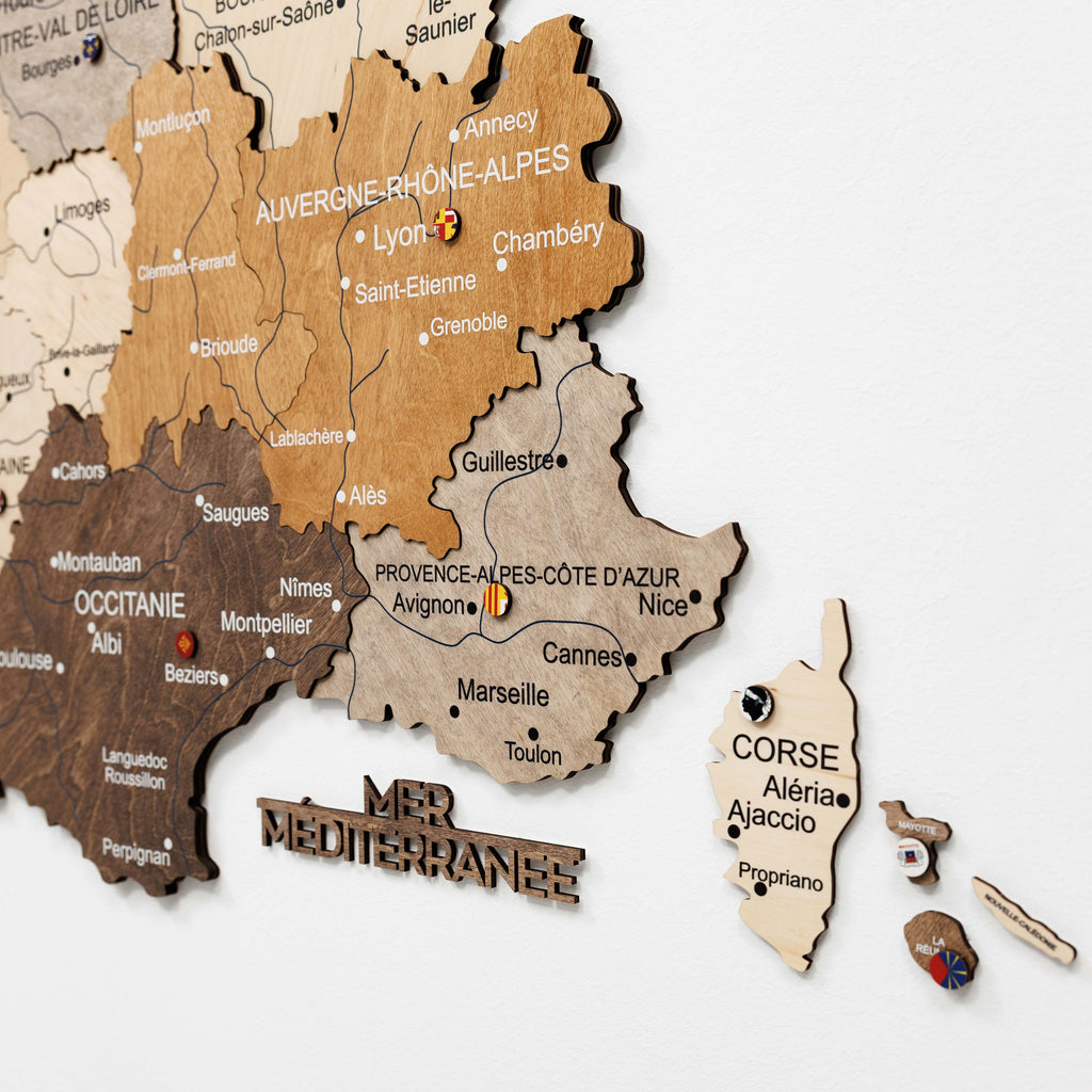 Wooden Map of France - Multicolor