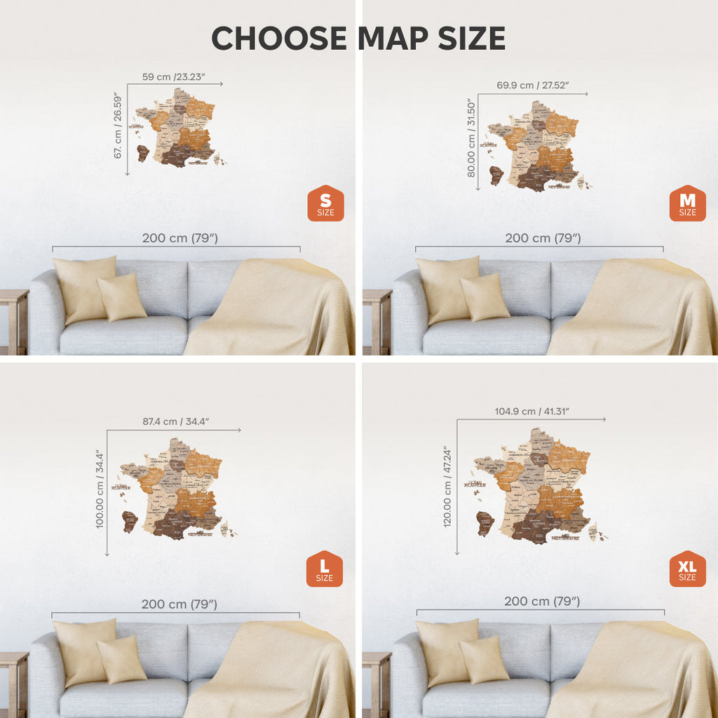 Wooden Map of France - Multicolor