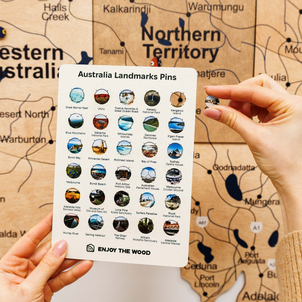 3D Wooden Map of Australia - Gold