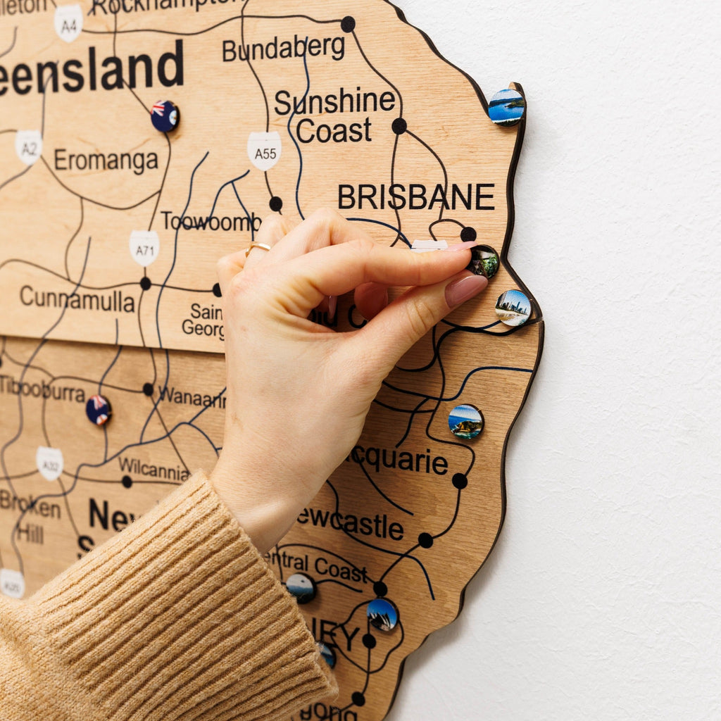 3D Wooden Map of Australia - Gold