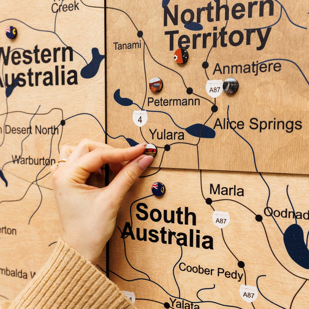 3D Wooden Map of Australia - Gold