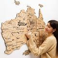 3D Wooden Map of Australia - Gold