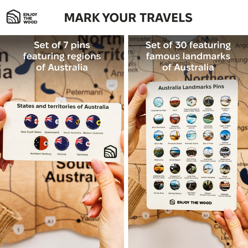 3D Wooden Map of Australia - Gold