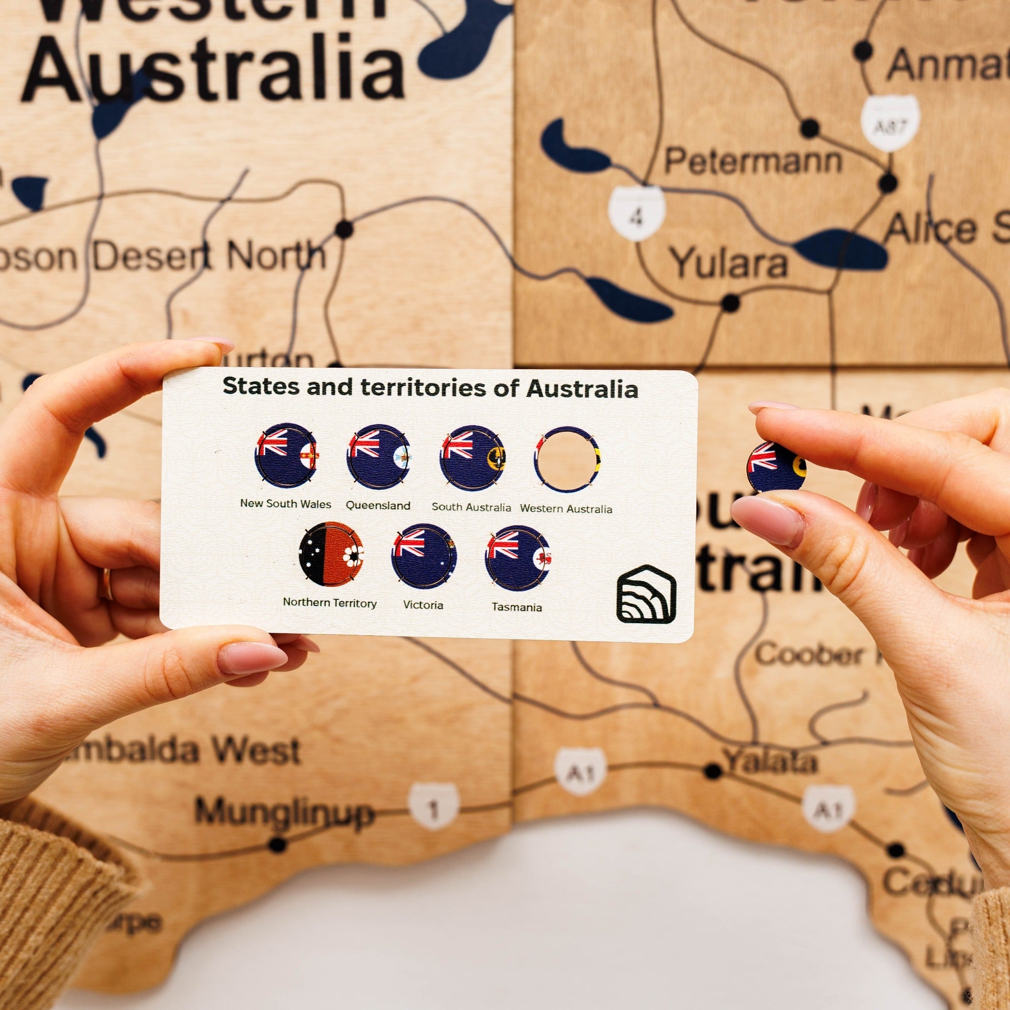 3D Wooden Map of Australia - Gold