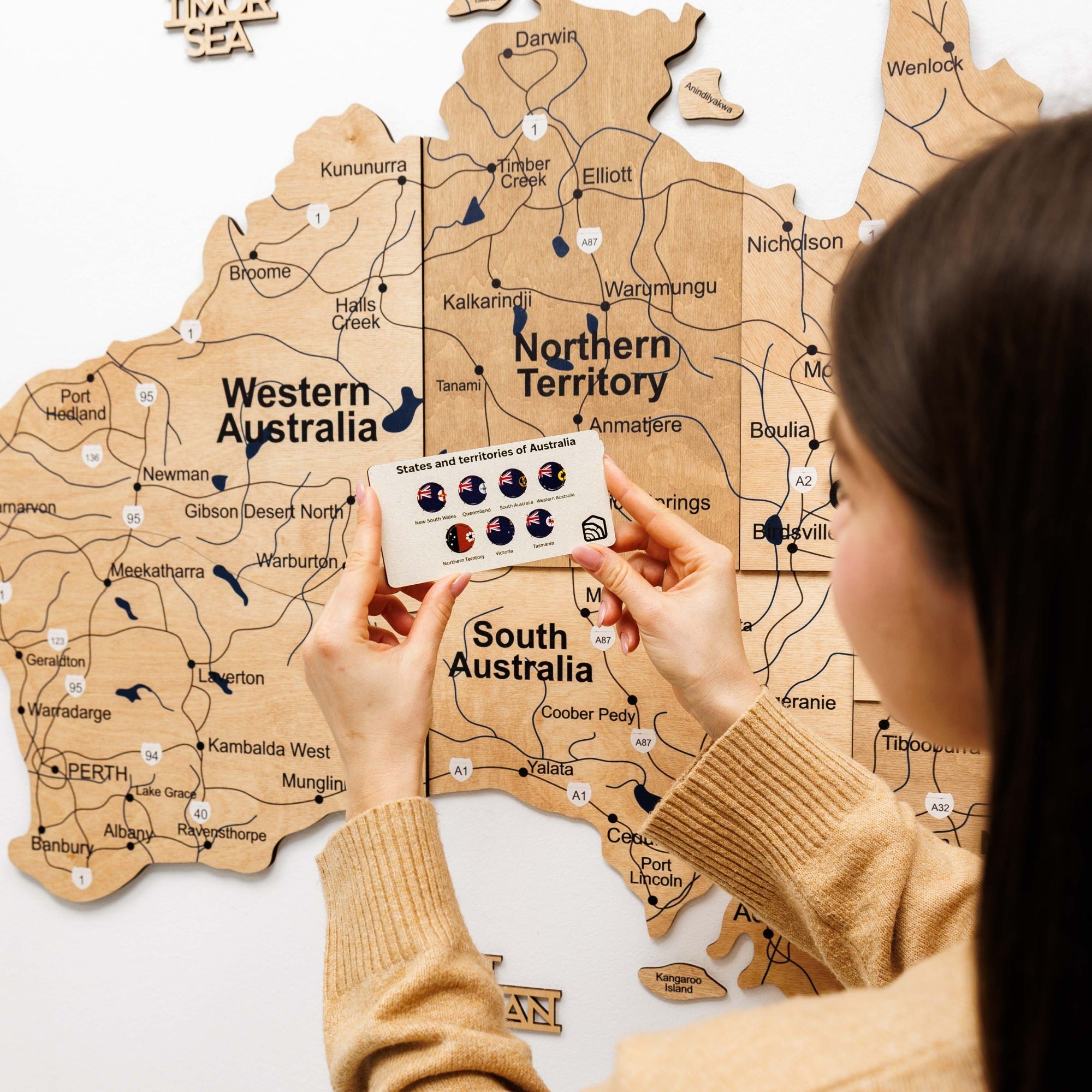 3D Wooden Map of Australia - Gold