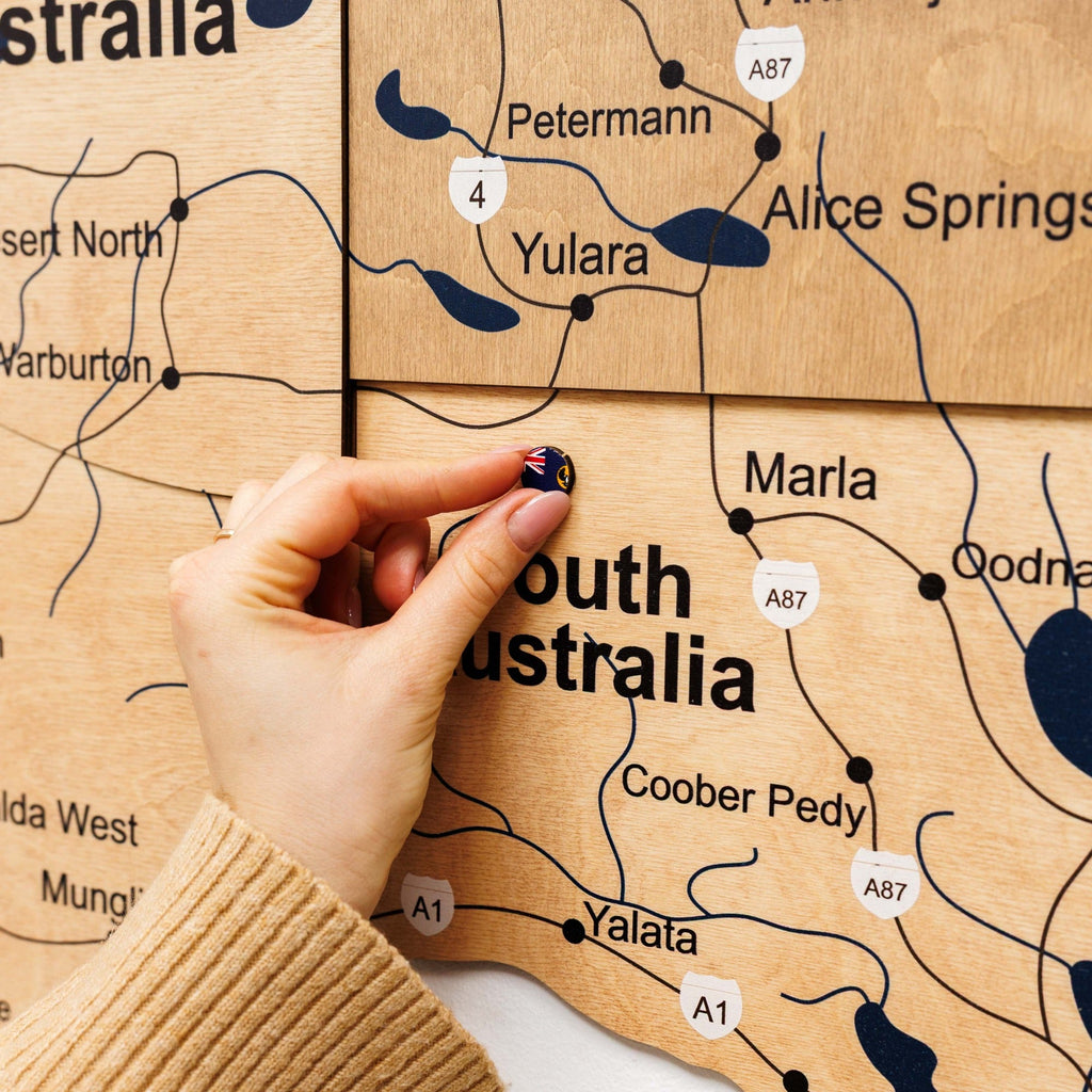 3D Wooden Map of Australia - Gold