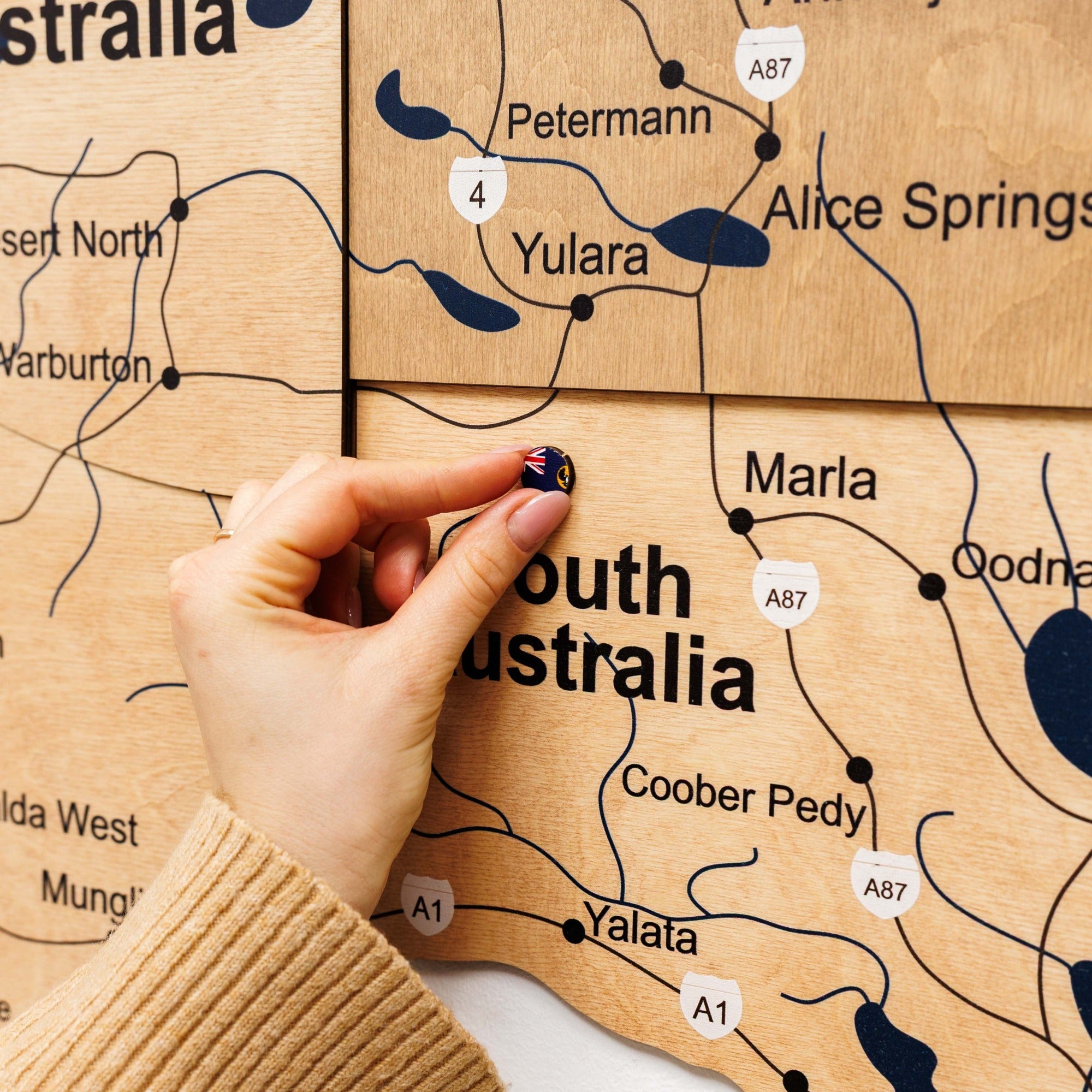 3D Wooden Map of Australia - Gold