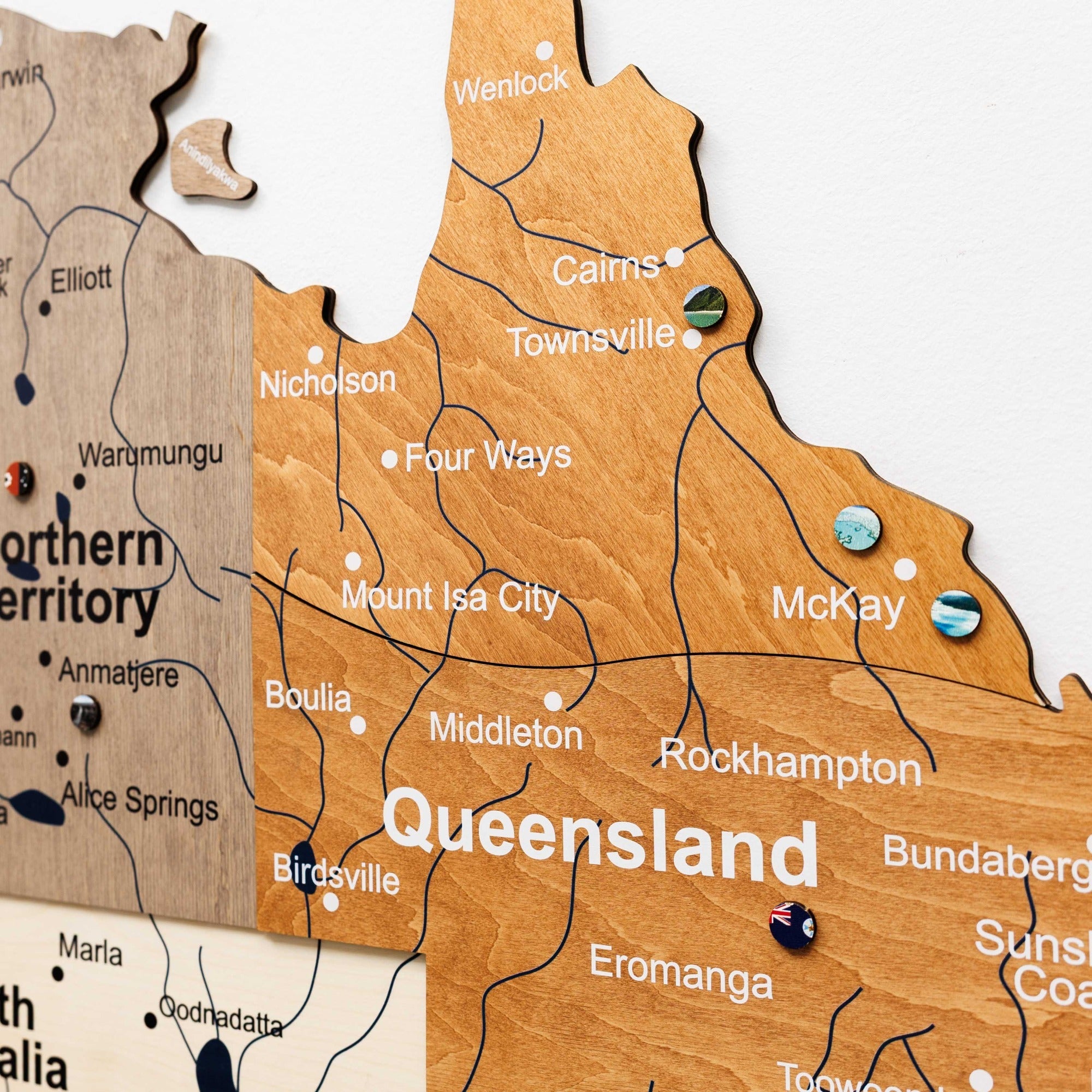3D Wooden Map of Australia - Multicolor