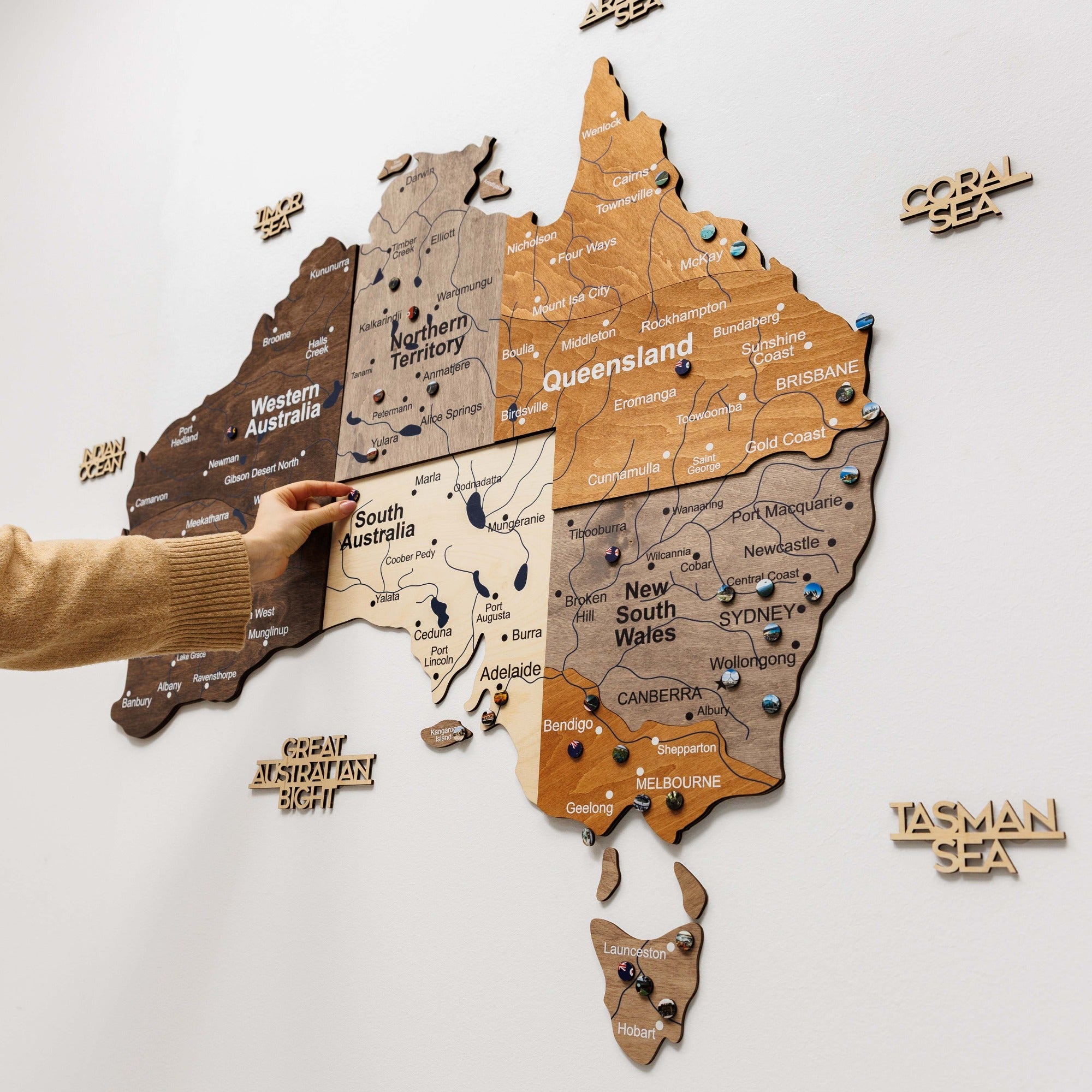 3D Wooden Map of Australia - Multicolor