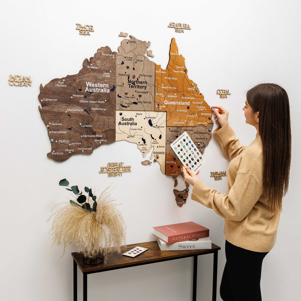 3D Wooden Map of Australia - Multicolor