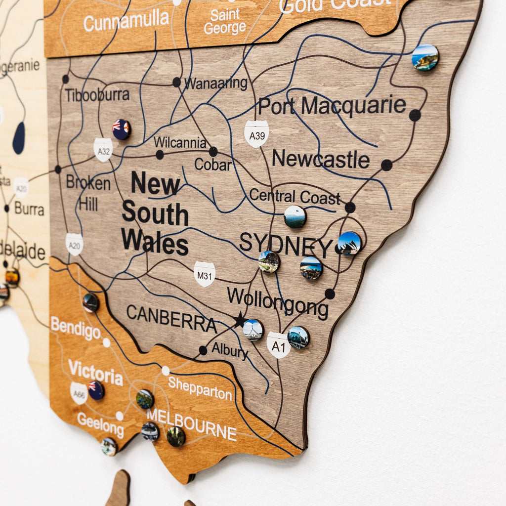 3D Wooden Map of Australia - Multicolor