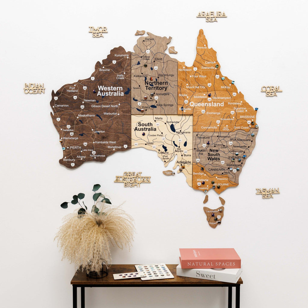 3D Wooden Map of Australia - Multicolor