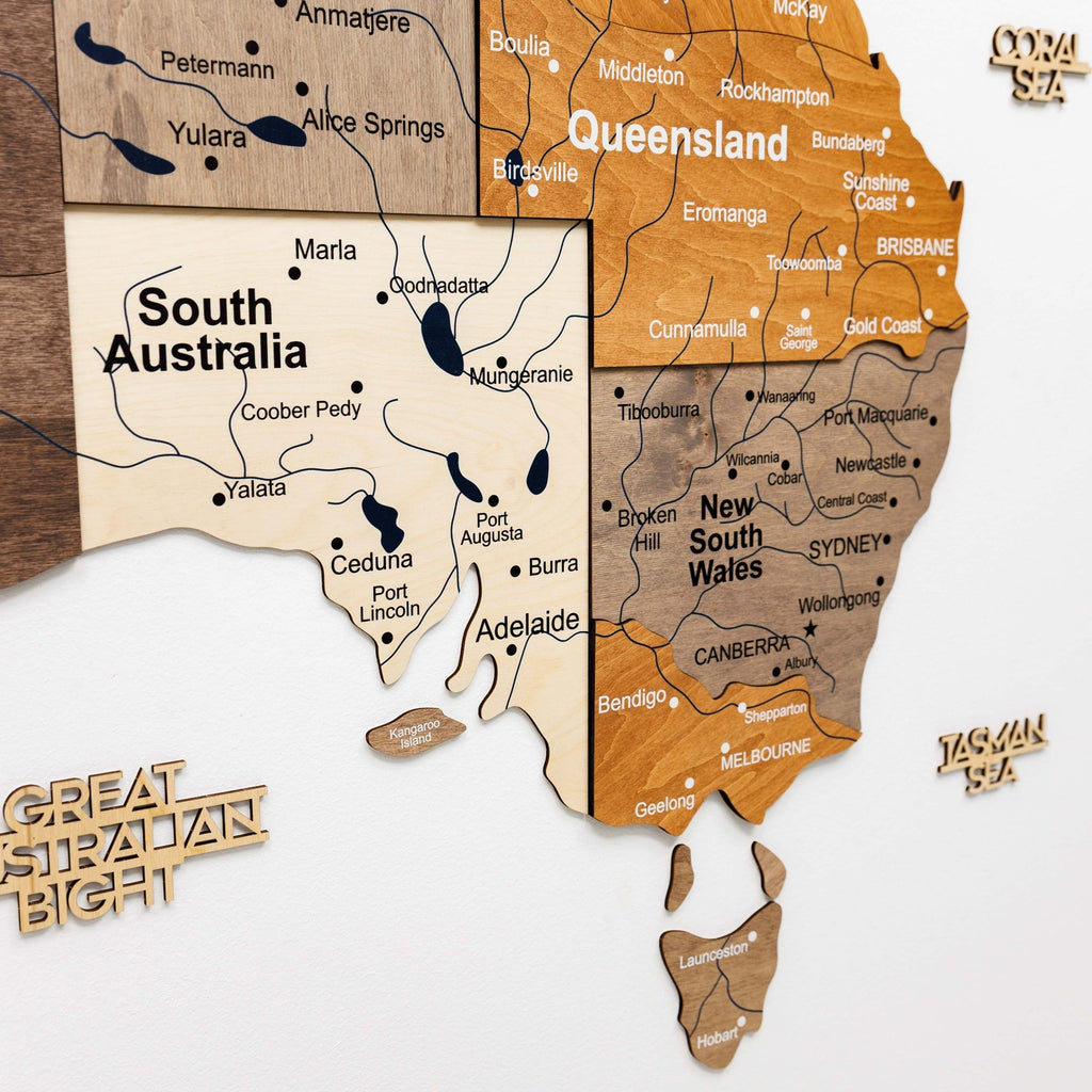 3D Wooden Map of Australia - Multicolor