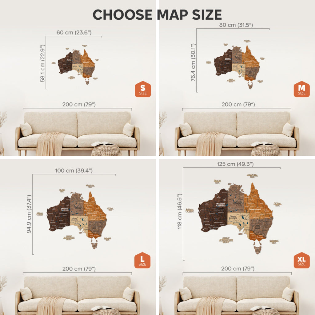 3D Wooden Map of Australia - Multicolor
