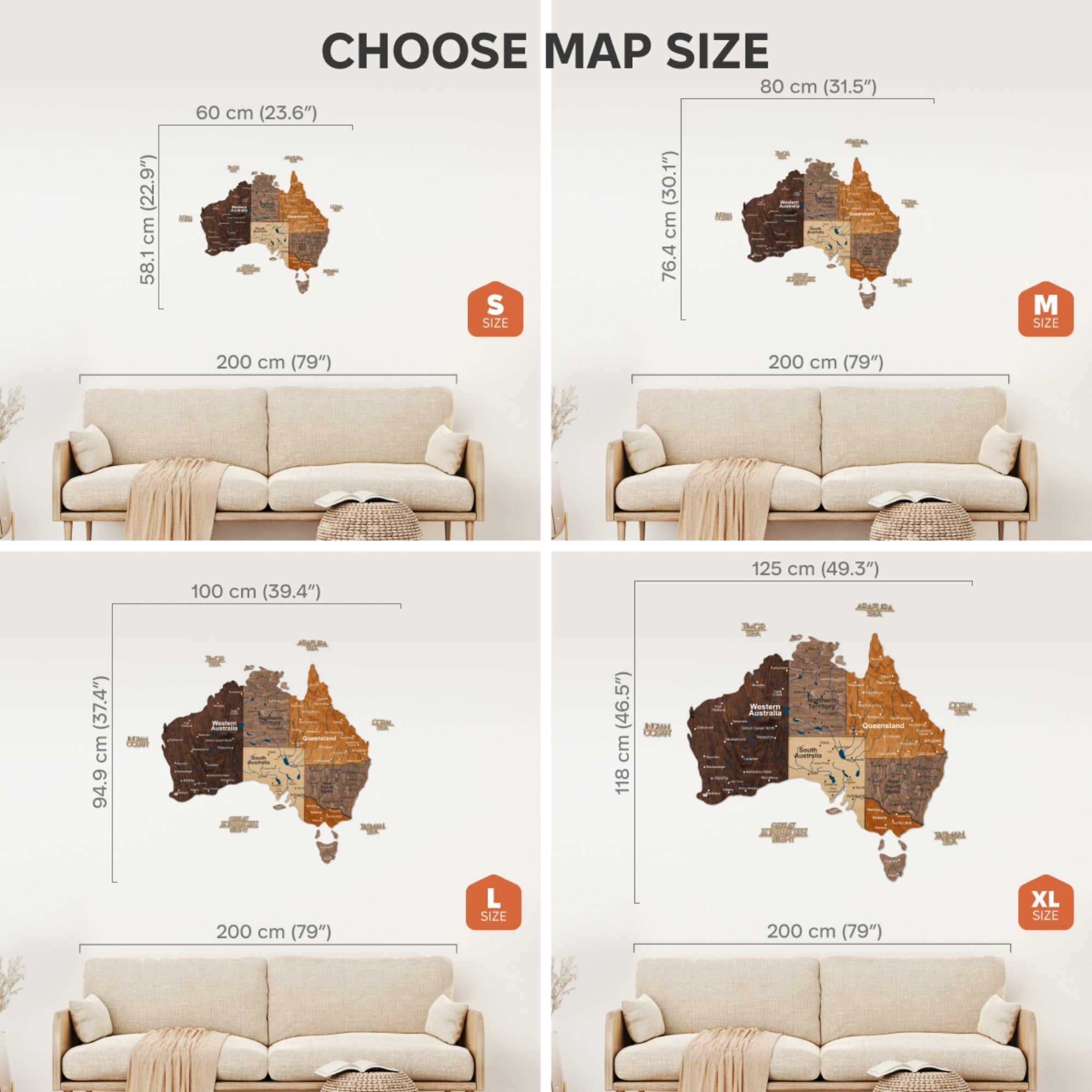 3D Wooden Map of Australia - Multicolor