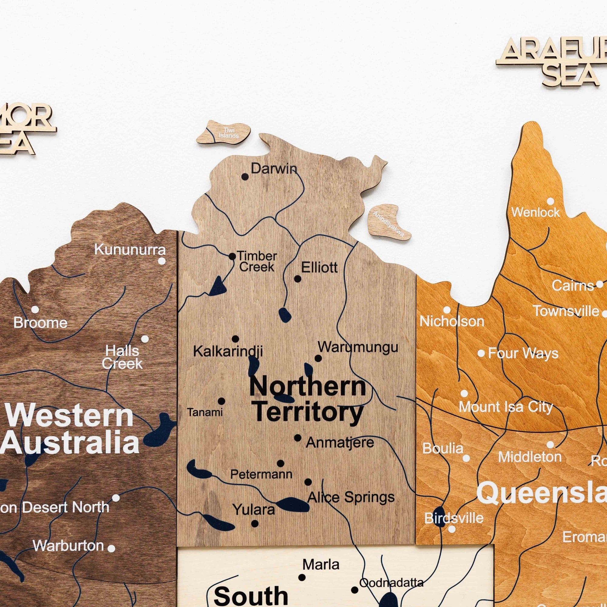 3D Wooden Map of Australia - Multicolor
